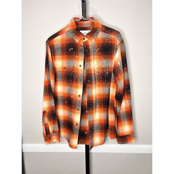 Goodfellow The Jeffersons 70s/80s Sitcom TV Show Orange Plaid Flannel Shacket M - Picture 2 of 6